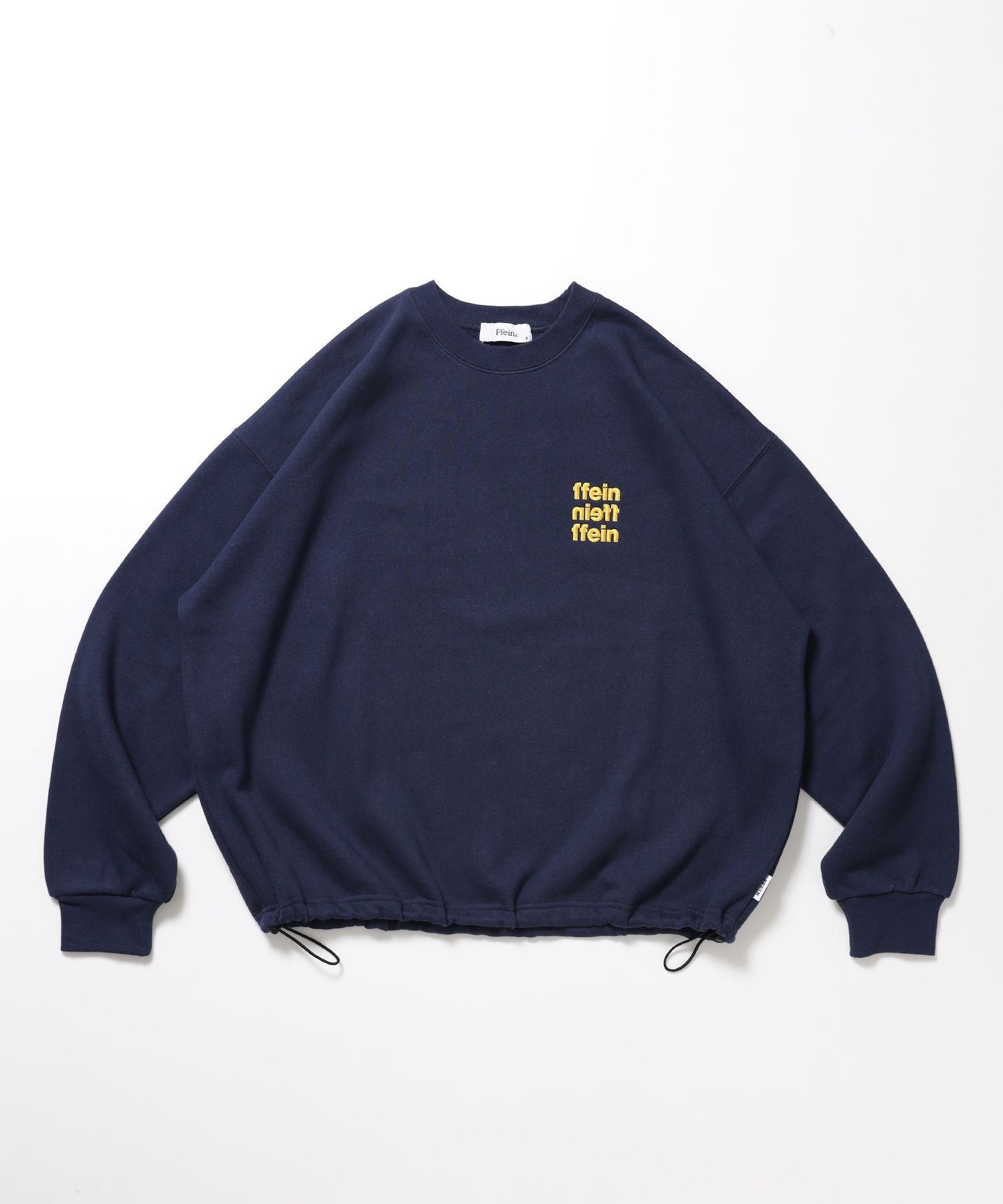 【FFEIN(フェイン)】ヘビーウエイト3段ロゴ刺繍ドローコードスウェット / ショートスウェット ドロー コード 裏起毛 ロゴ刺繍 レディース ダークネイビー