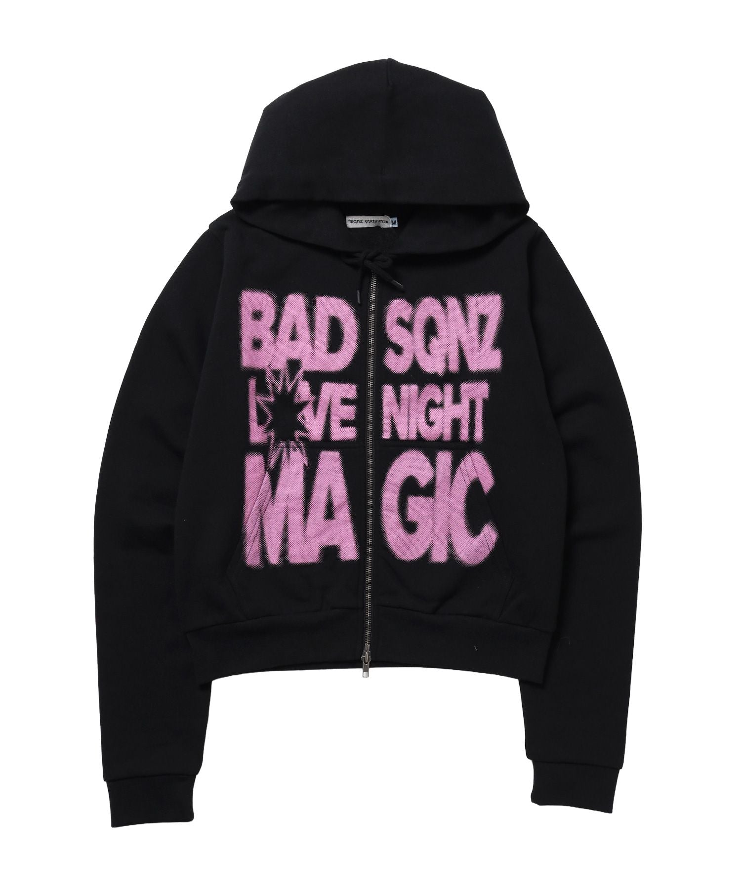 【SEQUENZ(シークエンズ)】※WEB限定 / ぼかしビックロゴプリントジップパーカー /sqnzW big logo zip p/k ブラック