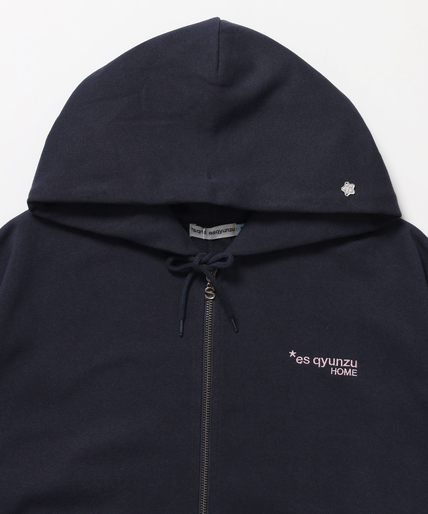 ※WEB限定 / es HOMEロゴ裏起毛ジップパーカー / sqnzU basic logo zip p/k ネイビー