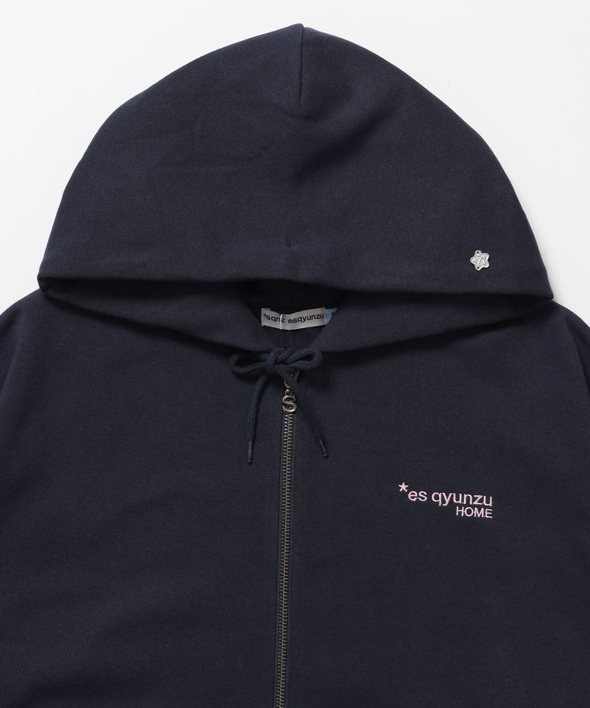 ※WEB限定 / es HOMEロゴ裏起毛ジップパーカー / sqnzU basic logo zip p/k ネイビー