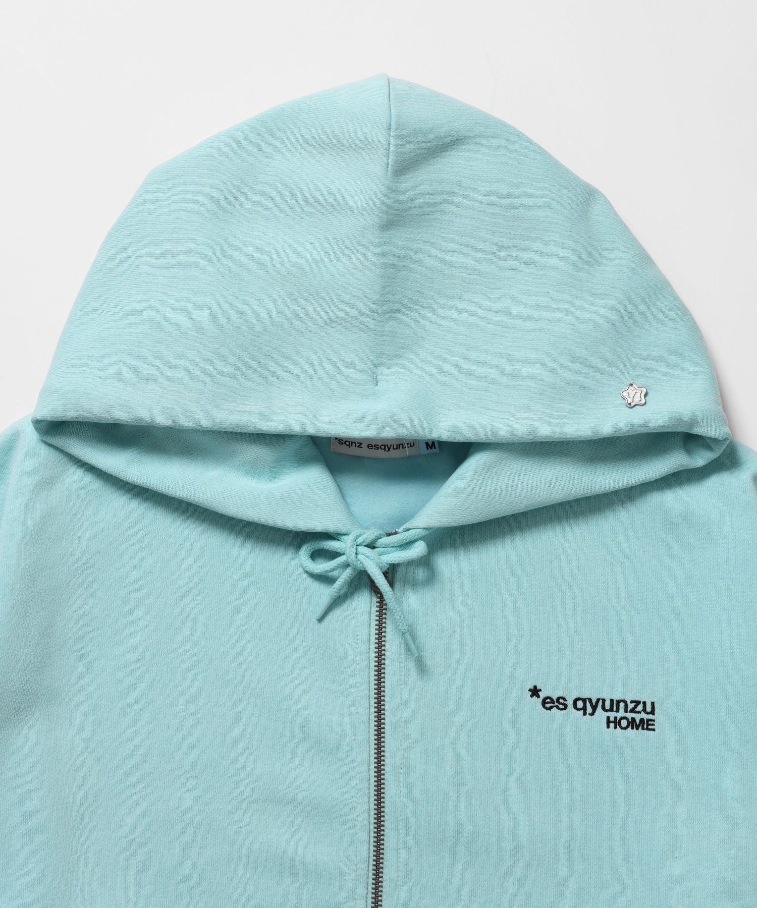 ※WEB限定 / es HOMEロゴ裏起毛ジップパーカー / sqnzU basic logo zip p/k ターコイズブルー