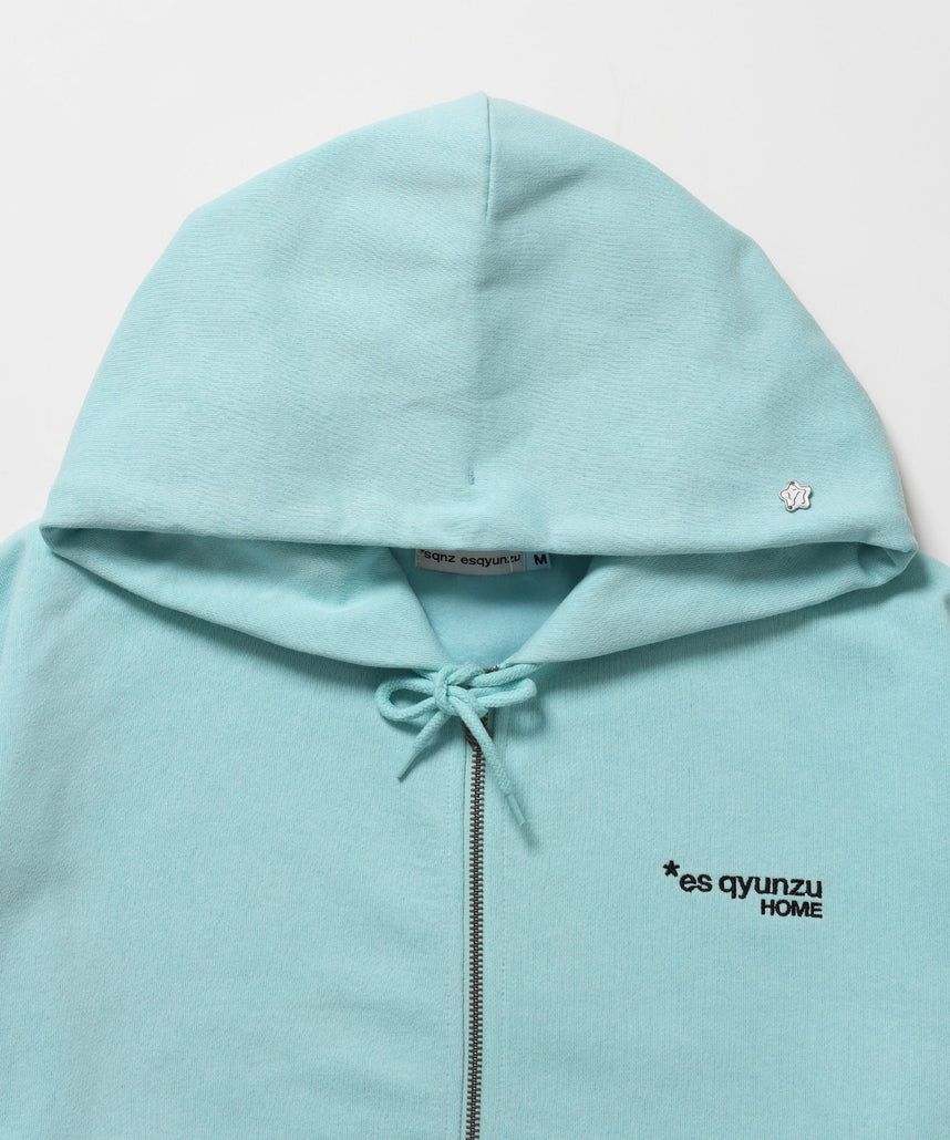 ※WEB限定 / es HOMEロゴ裏起毛ジップパーカー / sqnzU basic logo zip p/k ターコイズブルー