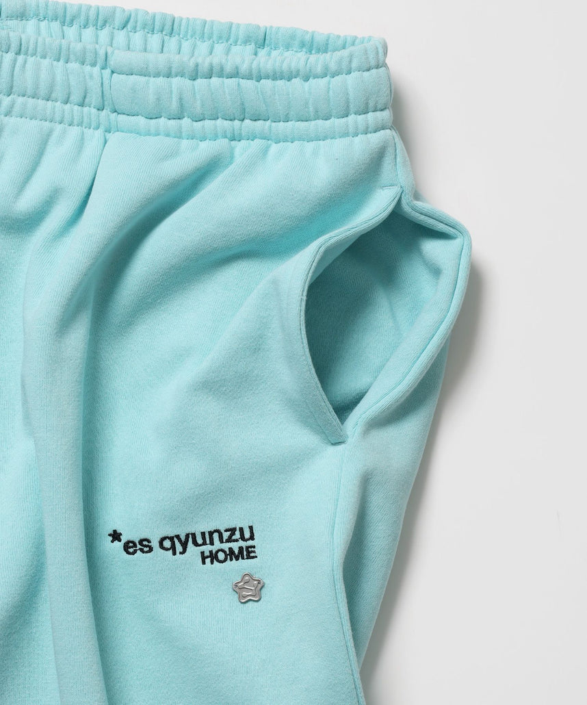 ※WEB限定 / es HOMEロゴ裏起毛スウェットパンツ / sqnzU basic logo sweat pants ターコイズブルー