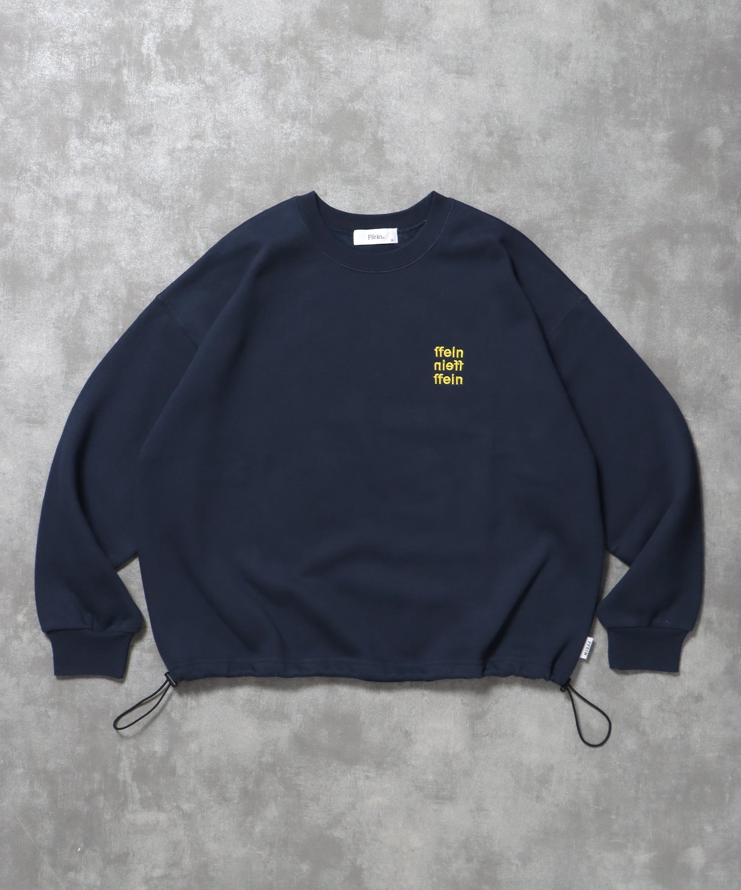 ヘビーウエイト3段ロゴドローコード付スウェット / スウェット トレーナー ロゴプリント ドローコード 裏起毛 ネイビー