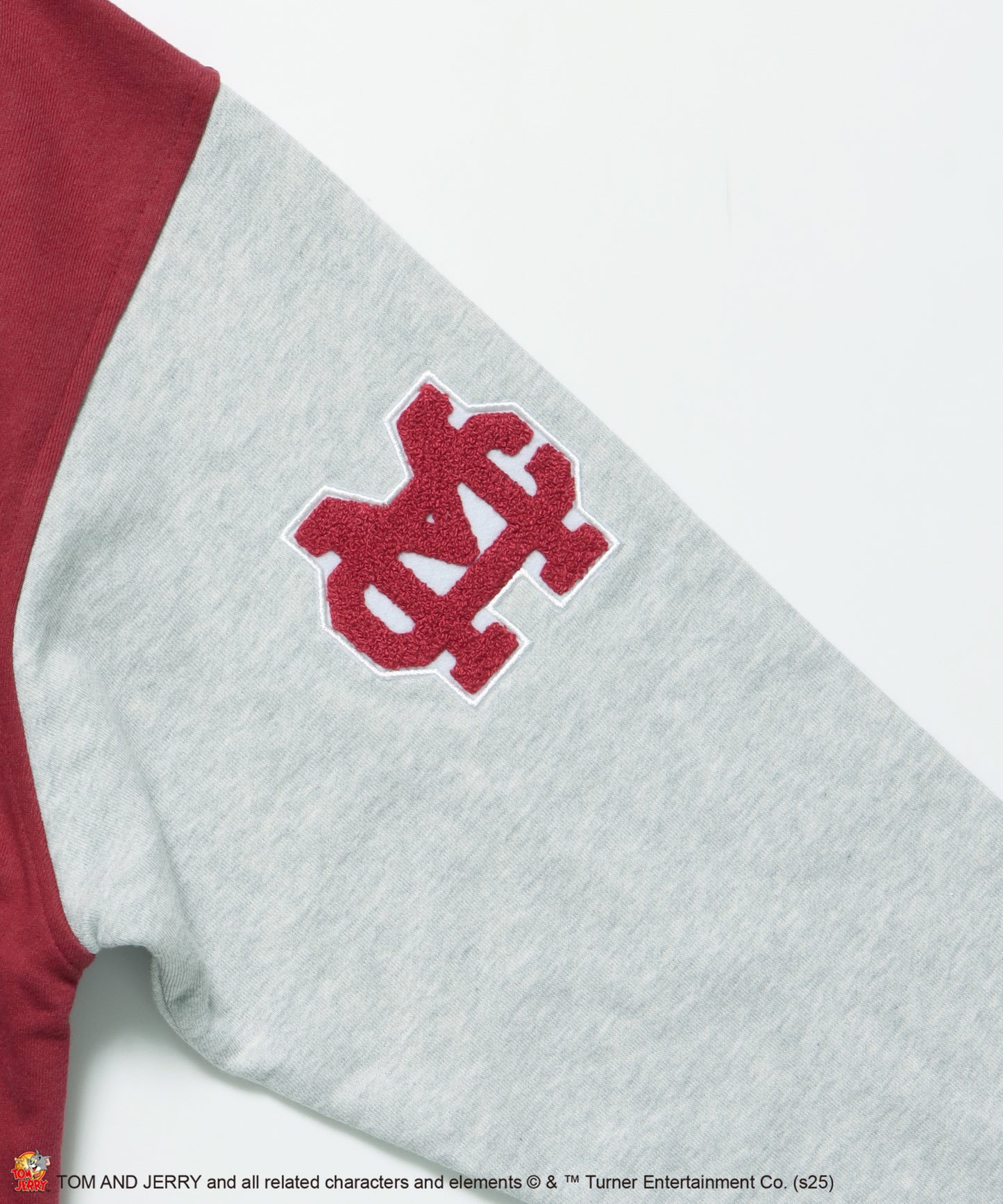 TJ HOODED STADIUM JACKET / 2WAY スタジャン フード取り外し可能 ドロップショルダー ワッペン 刺繍 ワイン