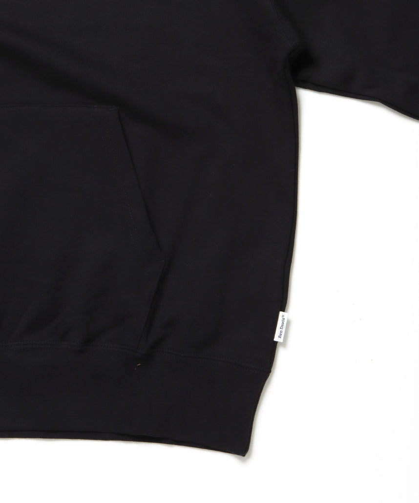 MID WEIGHT SWEAT HOODIE / パーカー プルパーカー フーディ 短丈 刺繍 裏起毛 ブラック