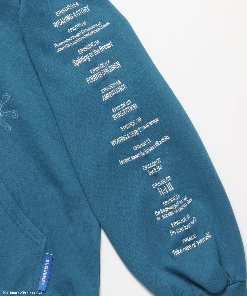 EVA BEST SCENE ZIP PK / オーバーサイズ ビッグシルエット ジップパーカー 刺繍 プリント フーディ 裏起毛 ユニセックス グリーン