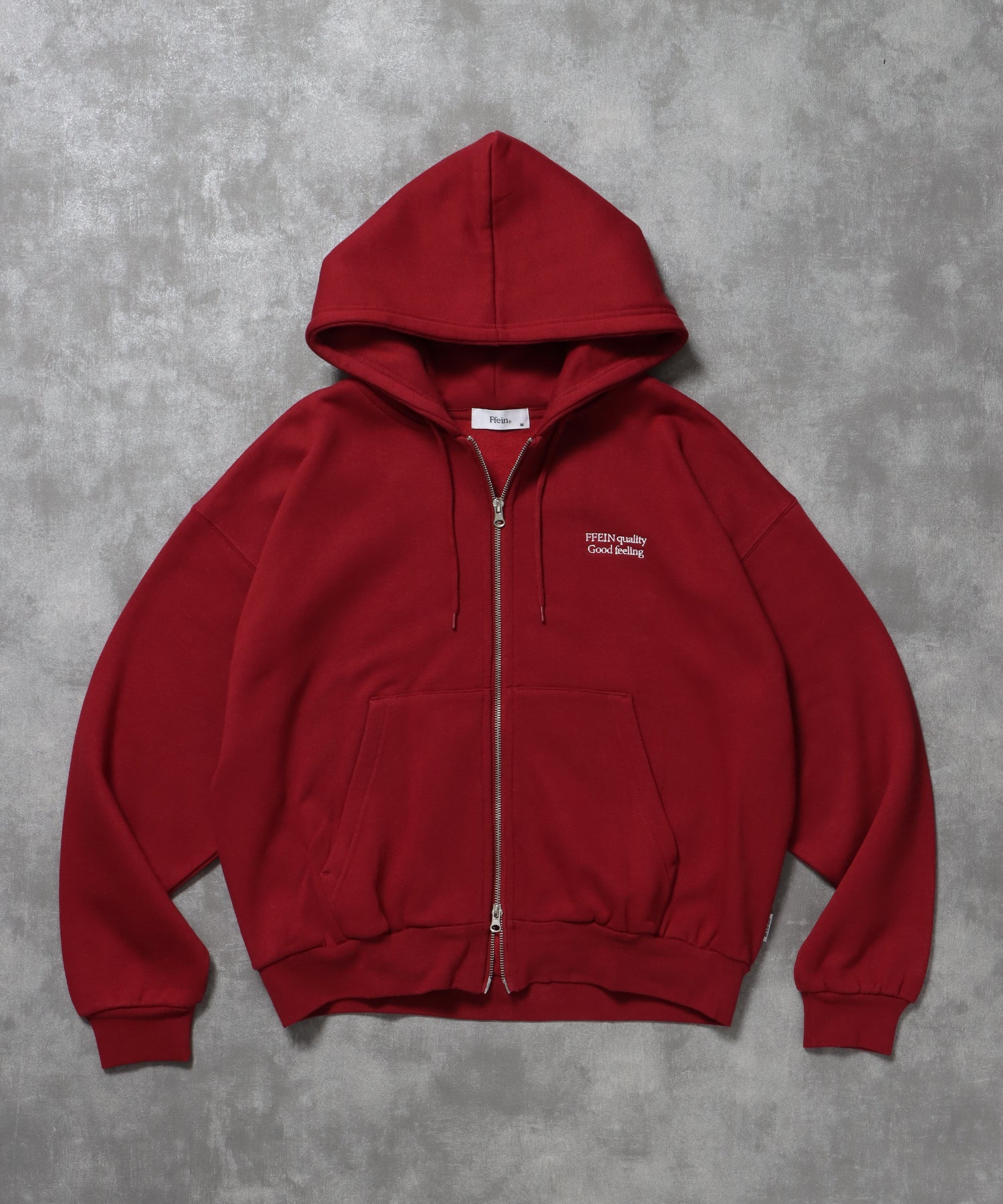 ヘビーウエイトワンポイントジップパーカー / パーカー ジップ ワンポイント ロゴ 裏起毛 フーディ ワイン