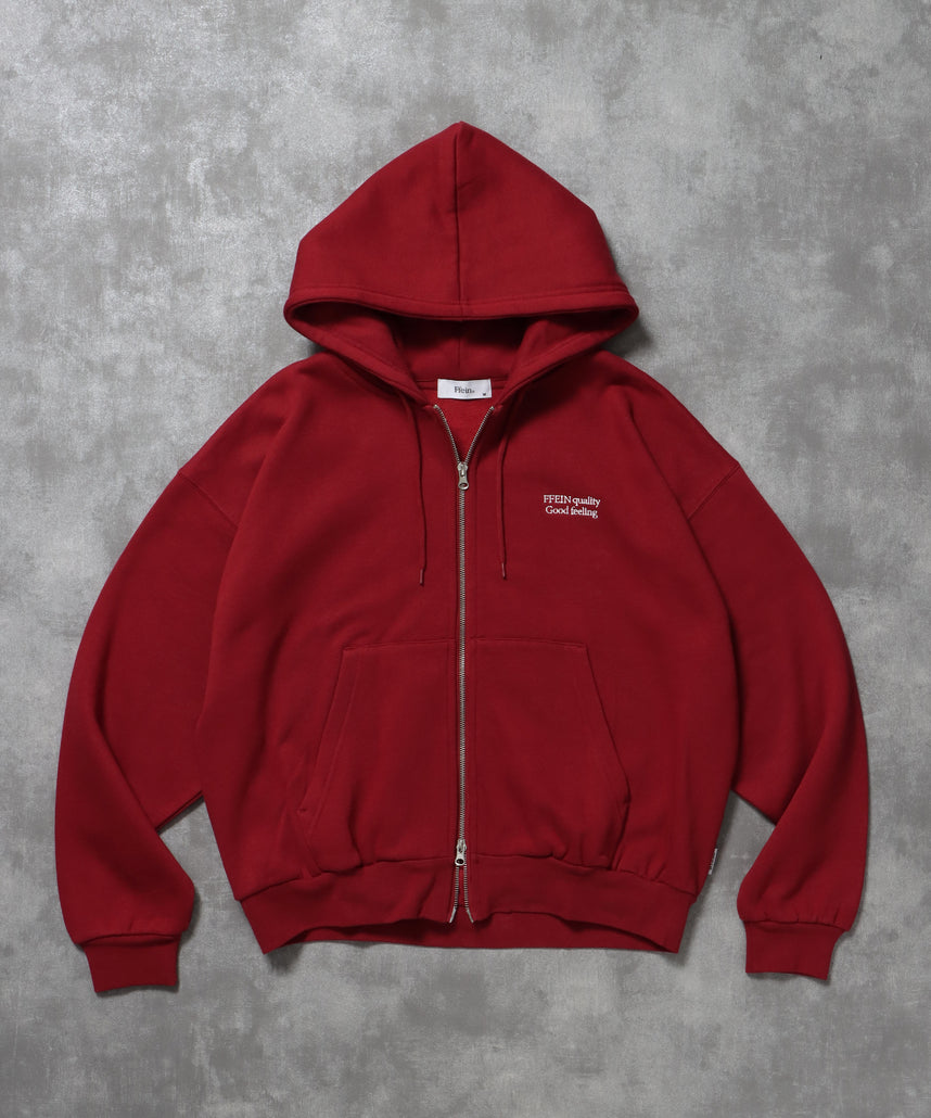 ヘビーウエイトワンポイントジップパーカー / パーカー ジップ ワンポイント ロゴ 裏起毛 フーディ ワイン