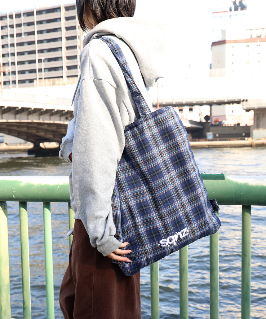sqnz dairy 2way knapsack / ナップサック トートバック 2WAY チェック ストライプ ネイビー