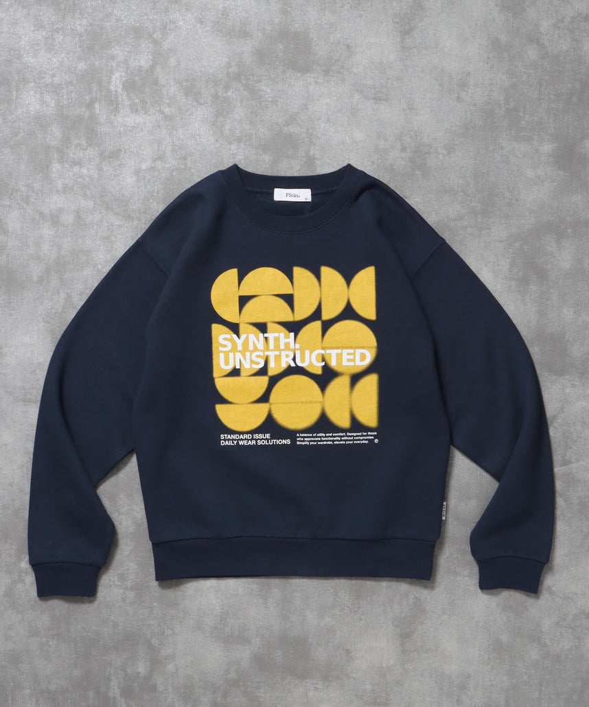 ヘビーウエイトぼかしアートスウェット / 裏起毛 スウェット クルーネック アート プリント ネイビー