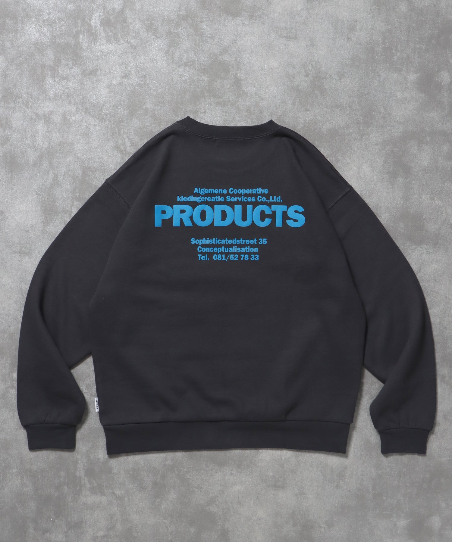 ヘビーウエイトウェーブロゴスウェット / 裏起毛 スウェット クルーネック ワンポイント プリント チャコール