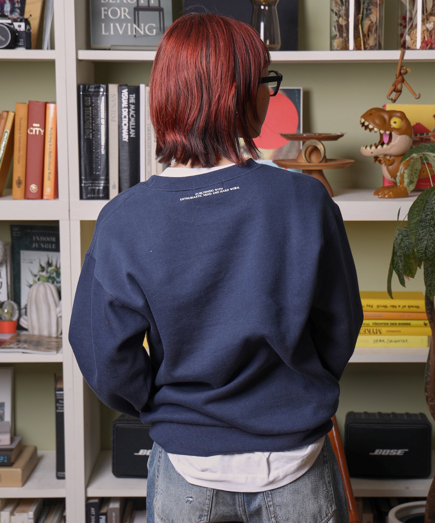 ヘビーウエイトサークルロゴスウェット / 裏起毛 スウェット クルーネック ワンポイント プリント ネイビー