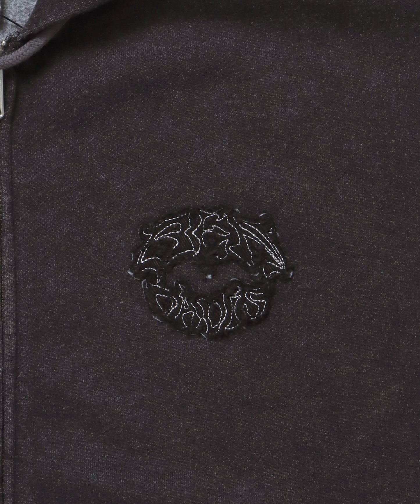 PATCHING BLEACH ZIP HOODIE / 加工 ジップパーカー ワッペン フーディ 裏起毛 ブラック