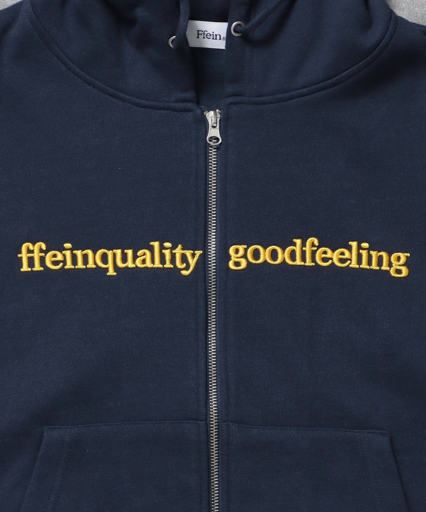 ヘビーウエイトセンターロゴ刺繍ZIPパーカー / パーカー 裏起毛 ジップ 刺繍 ロゴ フーディ バブルジップ ネイビー