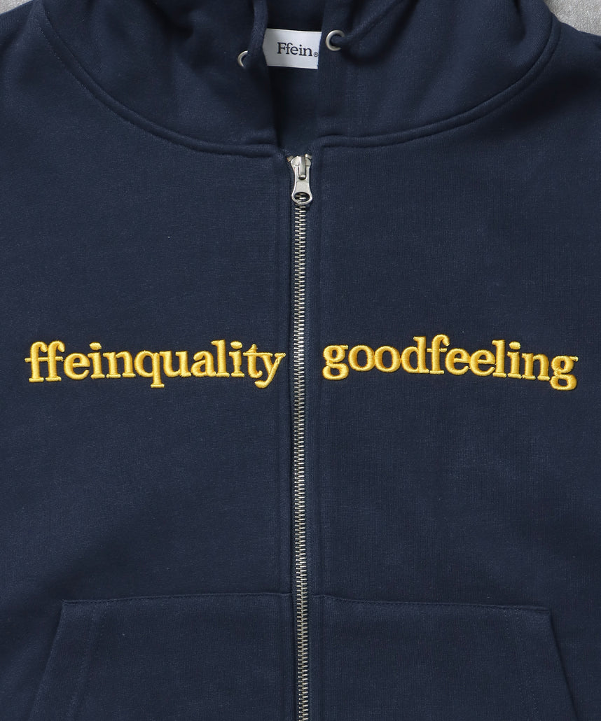 ヘビーウエイトセンターロゴ刺繍ZIPパーカー / パーカー 裏起毛 ジップ 刺繍 ロゴ フーディ バブルジップ ネイビー