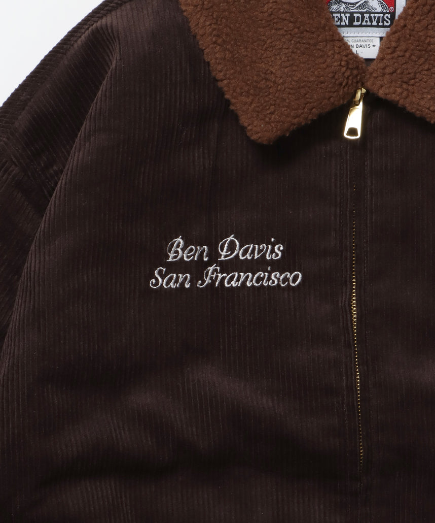 REMOVAL BOA COLLAR CORD JACKET /ジャケット ボア 刺繍 ワッペン スイングトップ ブラウン