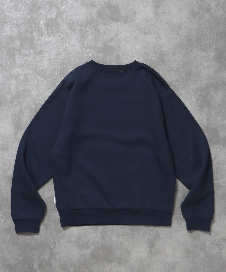 ヘビーウエイトぼかしアートスウェット / 裏起毛 スウェット クルーネック アート プリント ネイビー