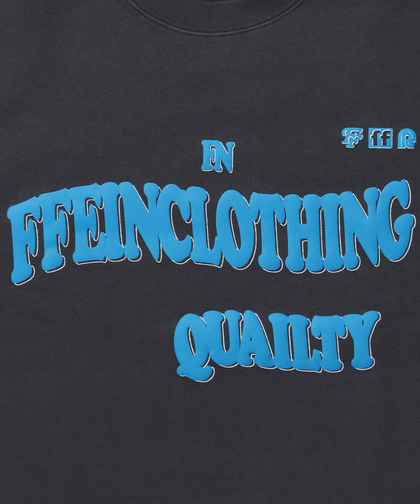 ヘビーウエイトウェーブロゴスウェット / 裏起毛 スウェット クルーネック ワンポイント プリント チャコール