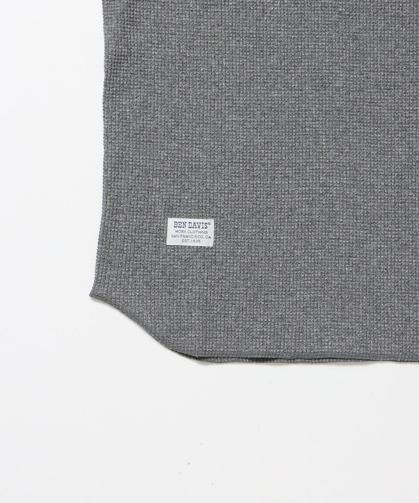WAFFLE L/S HENLEY / ヘンリー ワッフル オーバーサイズ 長袖 レイヤード グレー