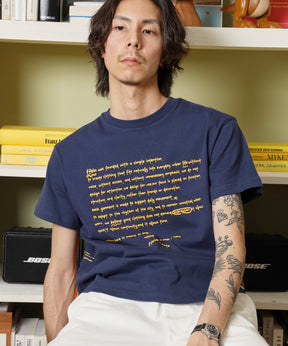 手書きメッセージショート丈Tシャツ / Tシャツ クルーネック 半袖 プリント 【短丈】 ネイビー