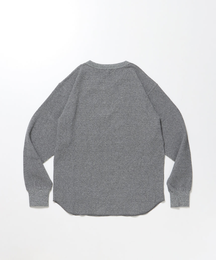 WAFFLE L/S CREW / ビッグシルエット ワッフル クルーネック 長袖 レイヤード グレー