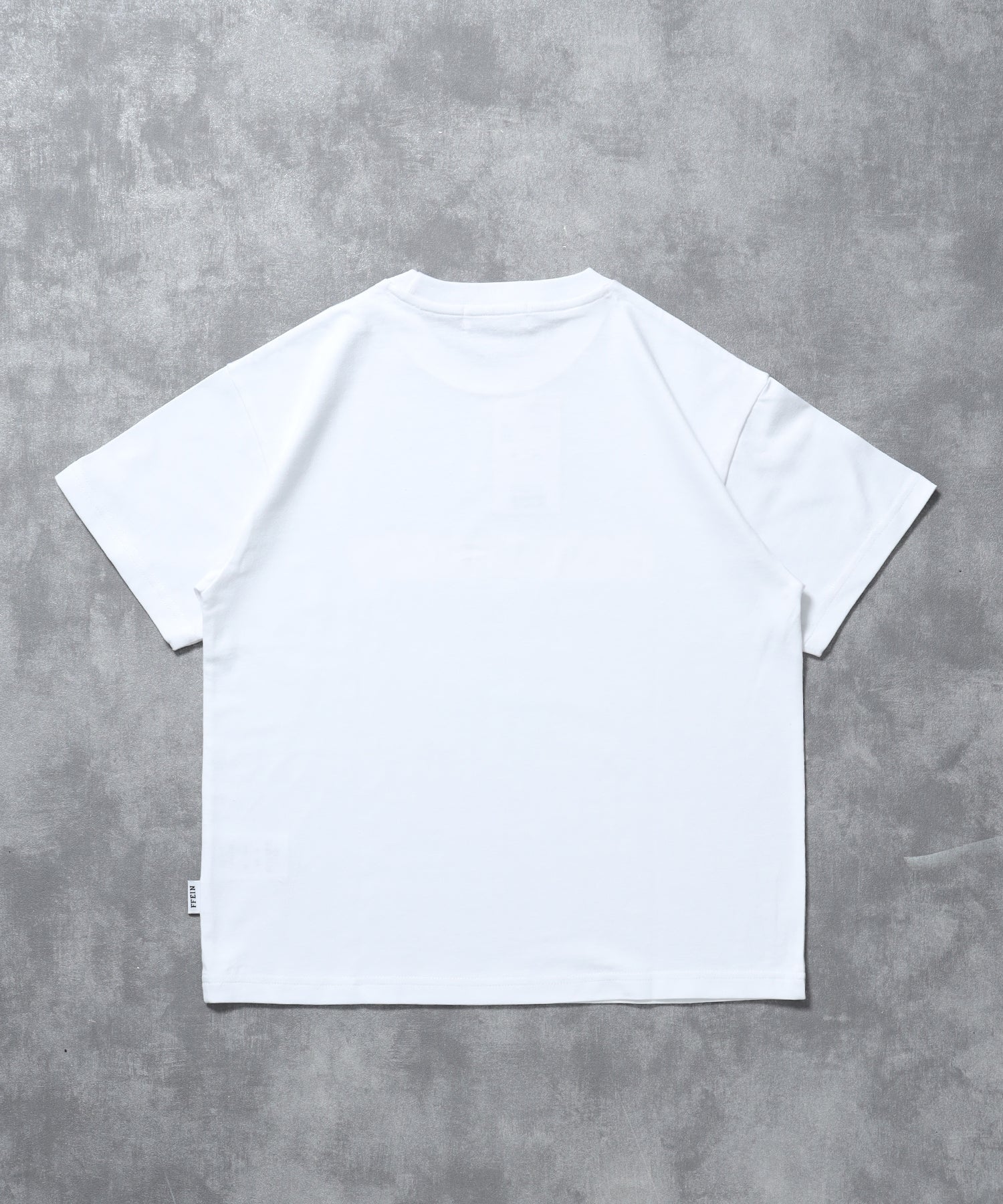 立体チェックプリントロゴショート丈Tシャツ/ クルーネック 半袖 刺繍 【短丈】 ホワイト