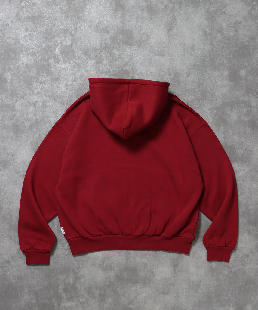 ヘビーウエイトワンポイントジップパーカー / パーカー ジップ ワンポイント ロゴ 裏起毛 フーディ ワイン