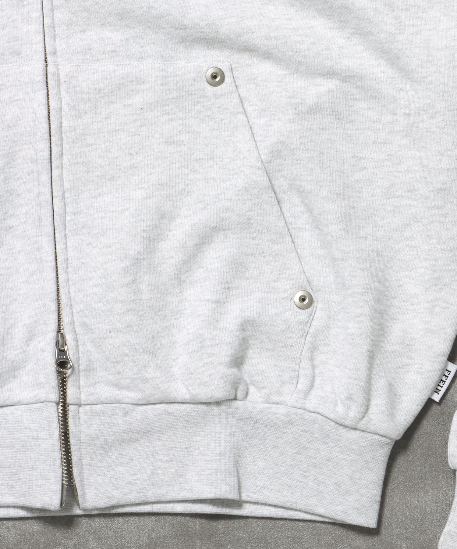 切り替えリベットジップパーカー 12oz / リベット ジップ パーカー 裏毛 フーディ アッシュグレー