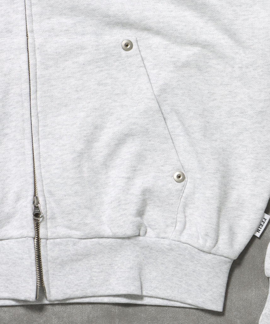 切り替えリベットジップパーカー 12oz / リベット ジップ パーカー 裏毛 フーディ アッシュグレー