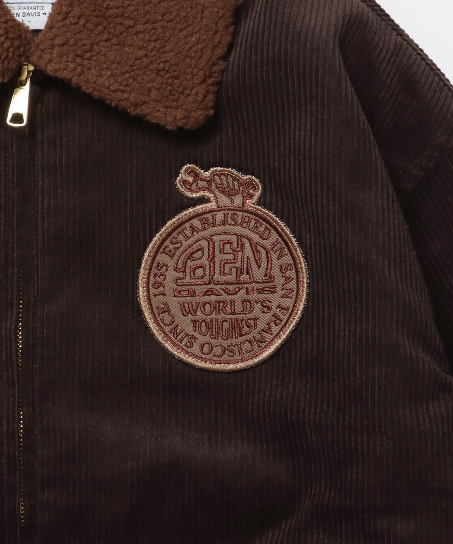 REMOVAL BOA COLLAR CORD JACKET /ジャケット ボア 刺繍 ワッペン スイングトップ ブラウン