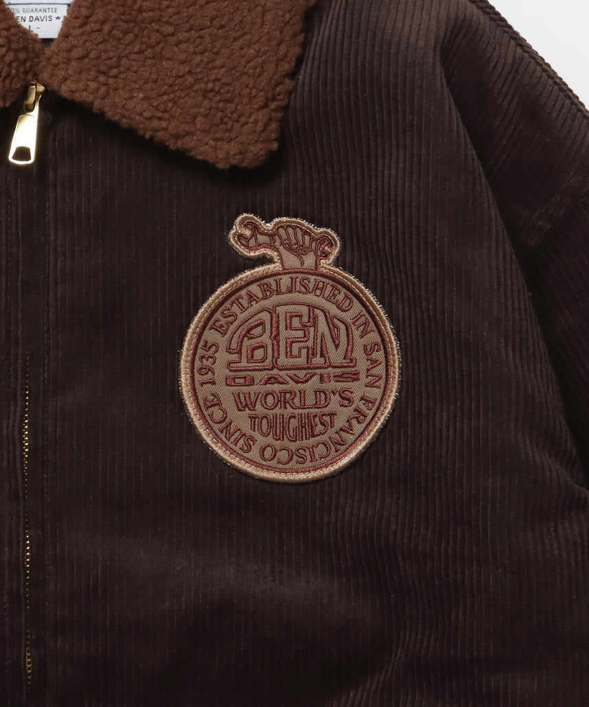 REMOVAL BOA COLLAR CORD JACKET /ジャケット ボア 刺繍 ワッペン スイングトップ ブラウン
