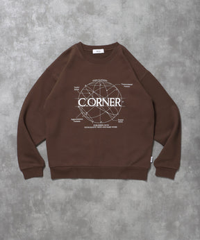 ヘビーウエイトサークルロゴスウェット / 裏起毛 スウェット クルーネック ワンポイント プリント ブラウン
