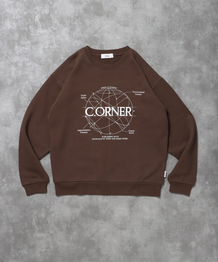 ヘビーウエイトサークルロゴスウェット / 裏起毛 スウェット クルーネック ワンポイント プリント ブラウン