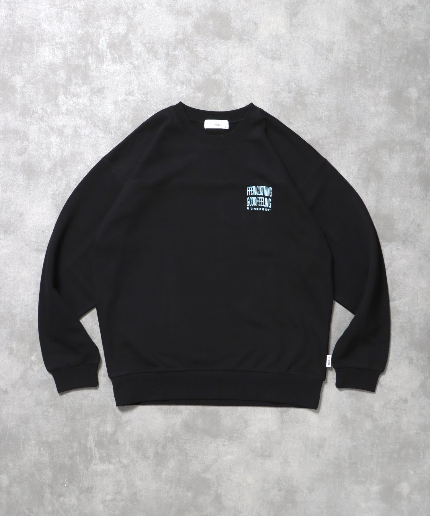 ヘビーウエイトワンポイント刺繍スウェット / スウェット トレーナー 裏毛 クルーネック ワンポイント ブラック