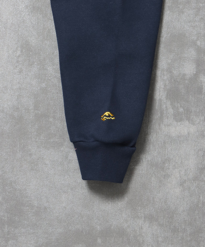 ヘビーウエイトセンターロゴ刺繍ZIPパーカー / パーカー 裏起毛 ジップ 刺繍 ロゴ フーディ バブルジップ ネイビー