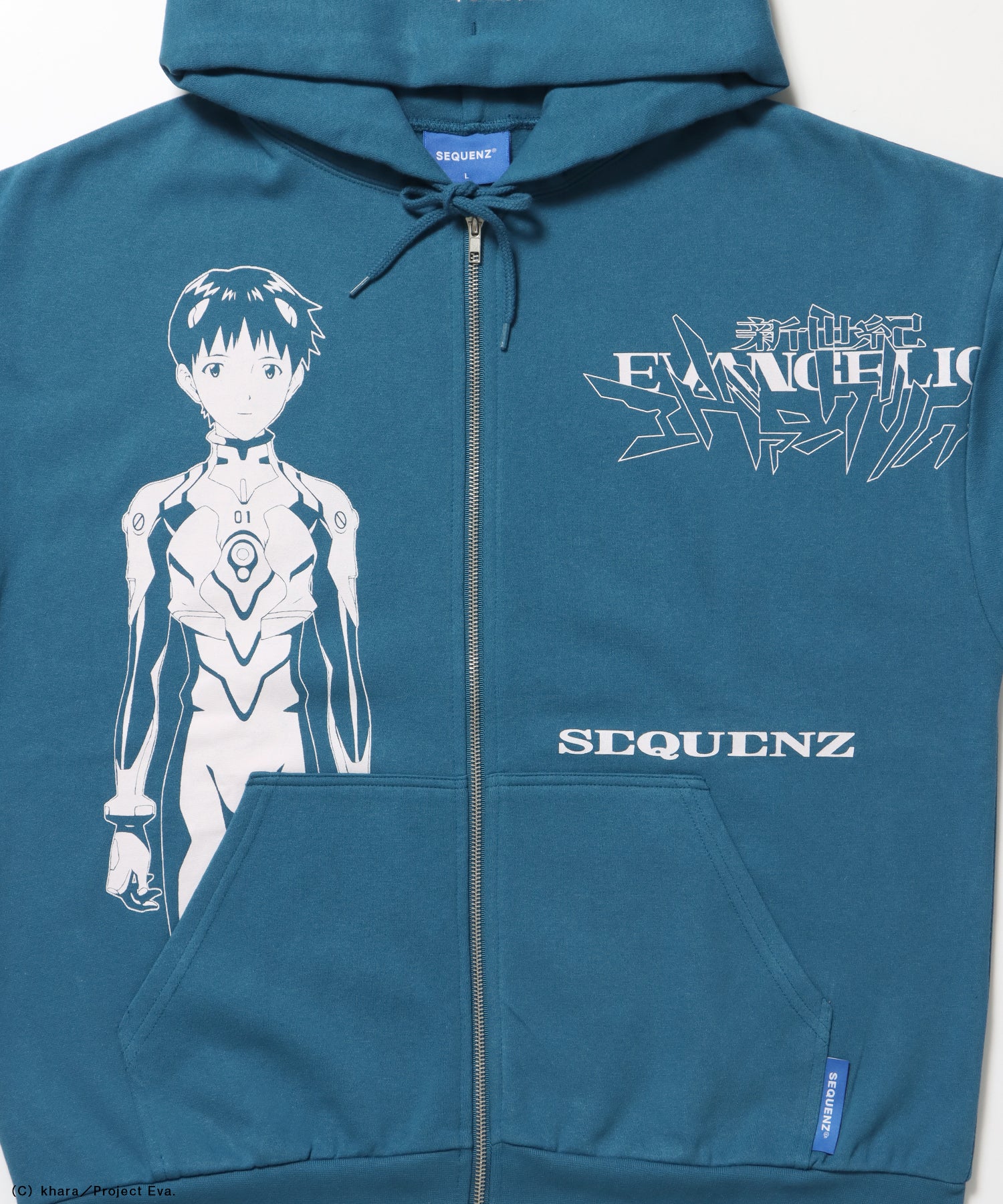 EVA CHARCTER ZIP PK / オーバーサイズ ビッグシルエット ジップパーカー 刺繍 プリント フーディ 裏起毛 ユニセックス グリーン