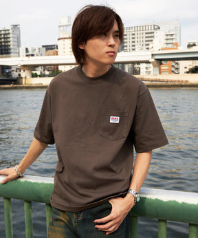BIG POCKET TEE ZF / ポケット 半袖 ワンポイント ワイドシルエット ヘビーウエイト クルーネック ダークブラウン