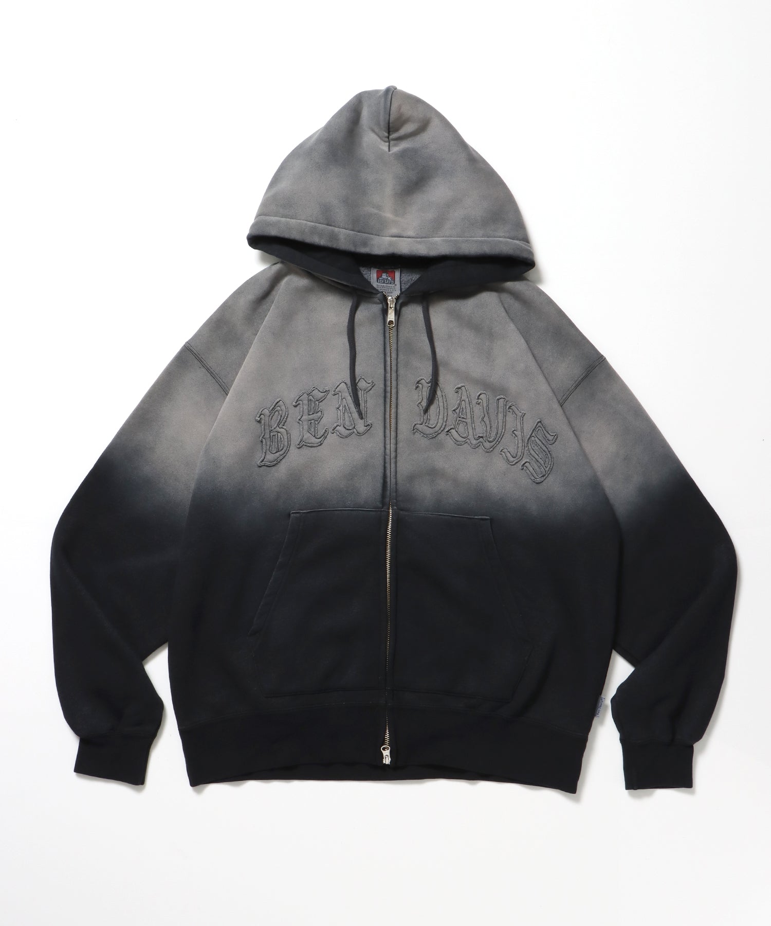 LETTERS FADED ZIP HOODIE / オーバーサイズ 裏起毛 パーカー ジップ フード ヴィンテージライク ブラック系