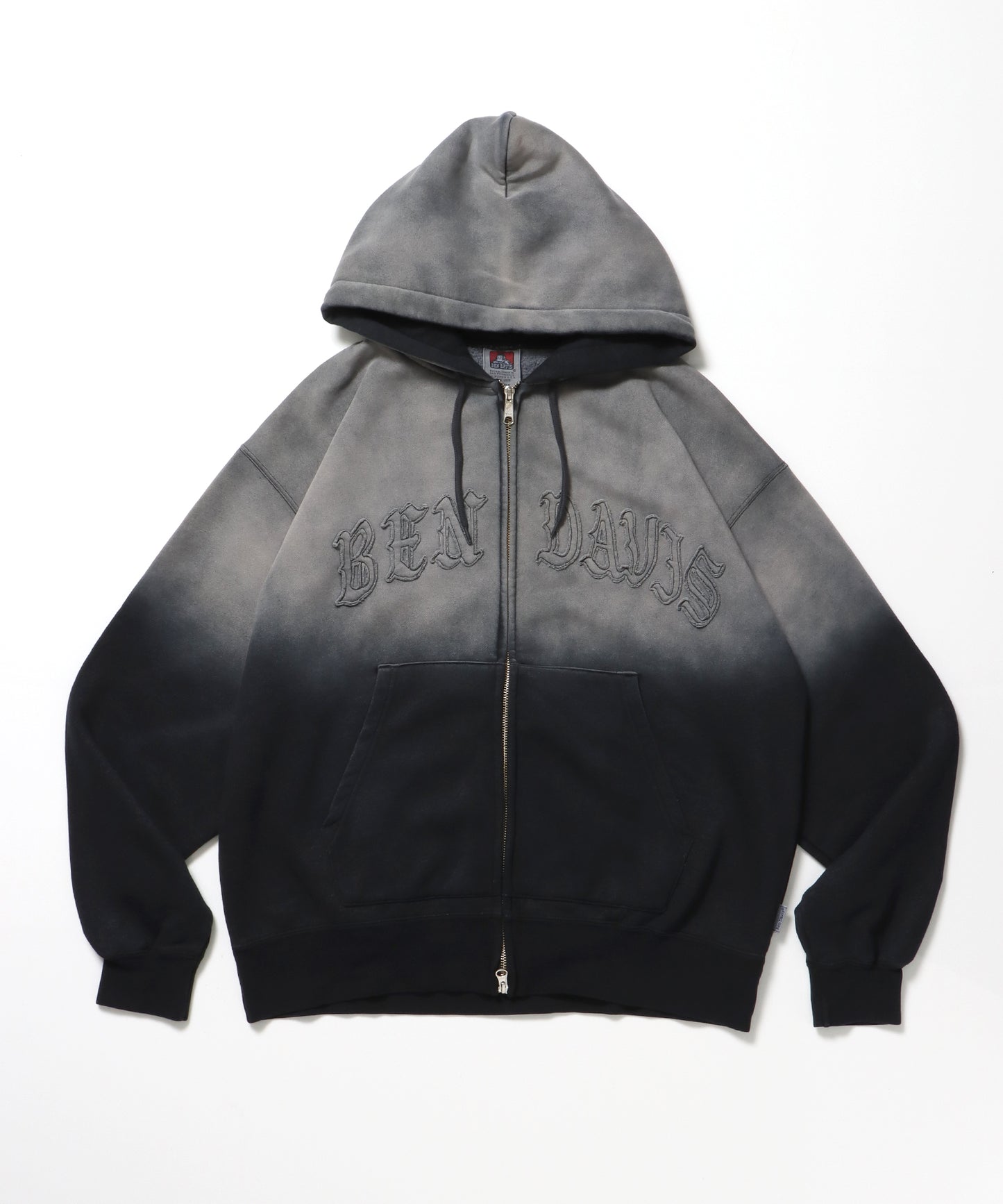 LETTERS FADED ZIP HOODIE / オーバーサイズ 裏起毛 パーカー ジップ フード ヴィンテージライク ブラック系