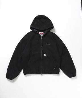 WORKERS PARKA / ジップパーカー フーディ 中綿 キルト ワークジャケット ダブルジップ ブラック