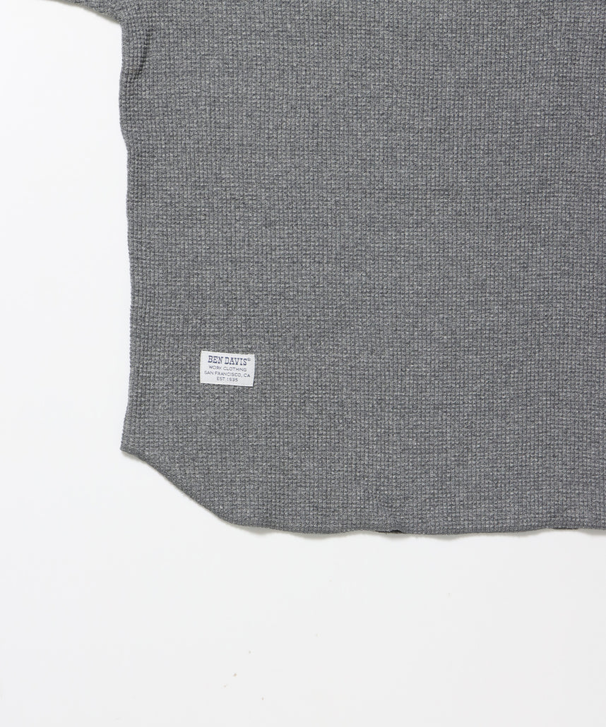 WAFFLE L/S CREW / ビッグシルエット ワッフル クルーネック 長袖 レイヤード グレー