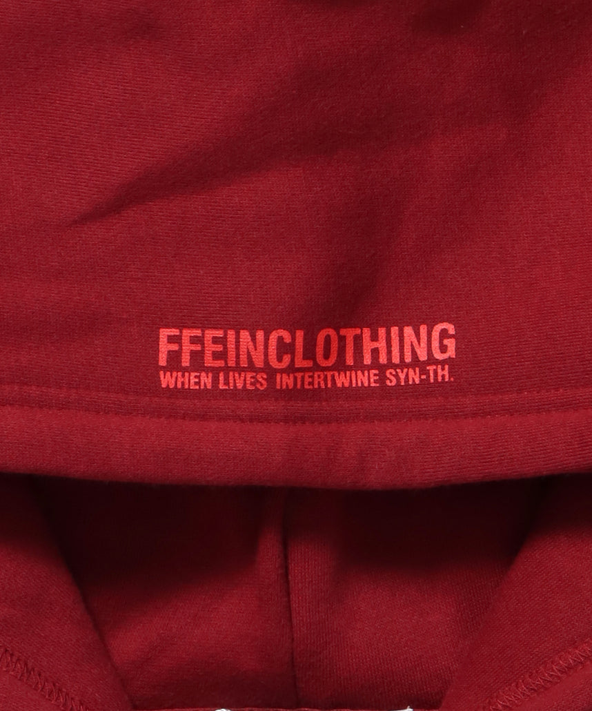 ヘビーウエイトぼかしロゴジップパーカー / パーカー 裏起毛 ジップ 刺繍 ロゴ フーディ ダブルジップ ワイン