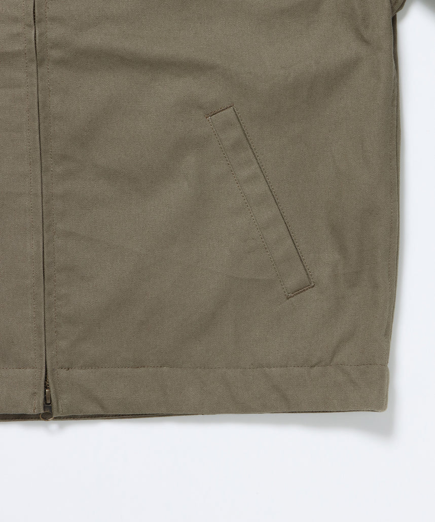 MECHANIC EMB RIBBED JACKET / ワーク ジャケット 刺繍 ジャケット ダック アウター カーキ