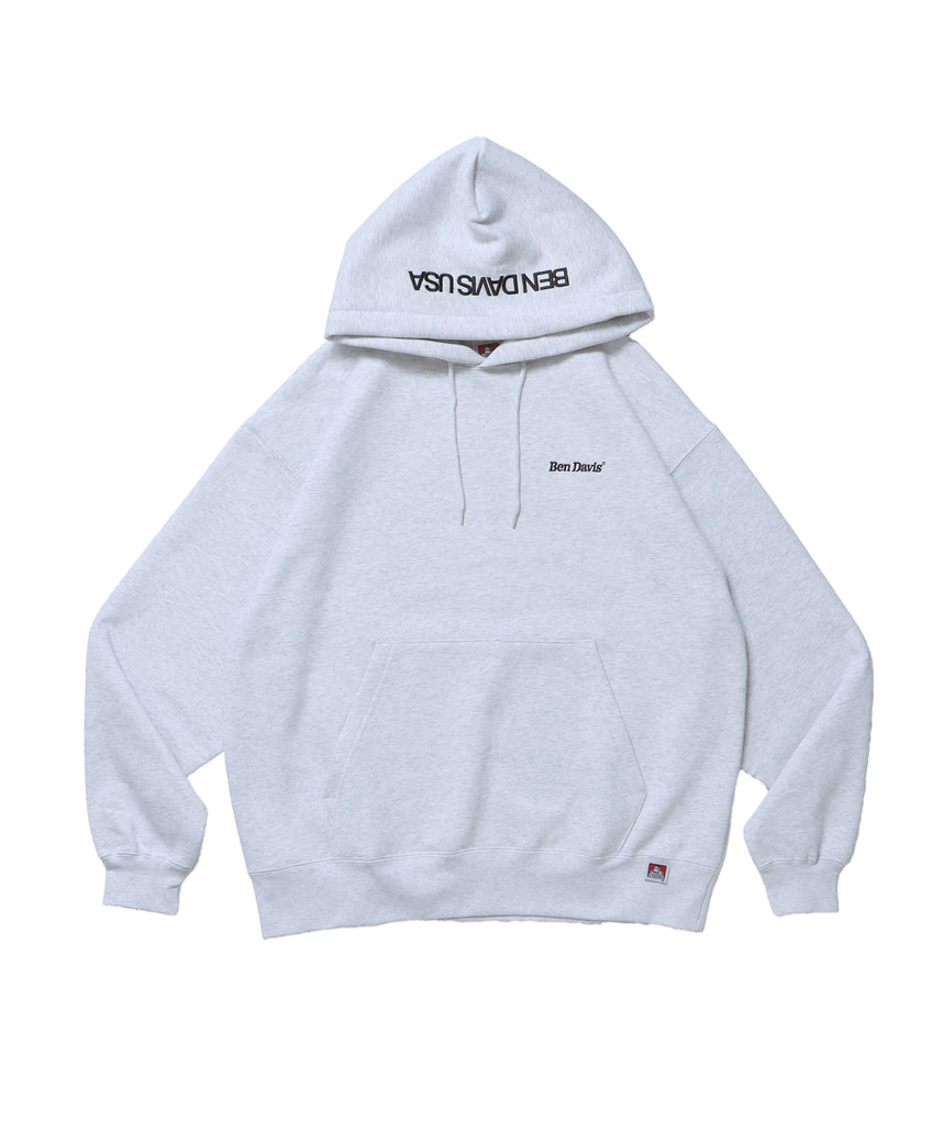 BD LABEL EMB HOODIE / フーディ プルパーカー ヘビーウェイト ワンポイント 刺繍 裏起毛 アッシュグレー