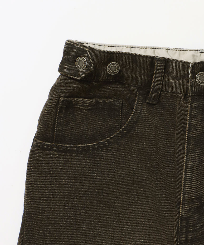 sqnz carve logo ladies denim / パンツ デニム リジッド 加工 カーブ 刺繍 ブラウン