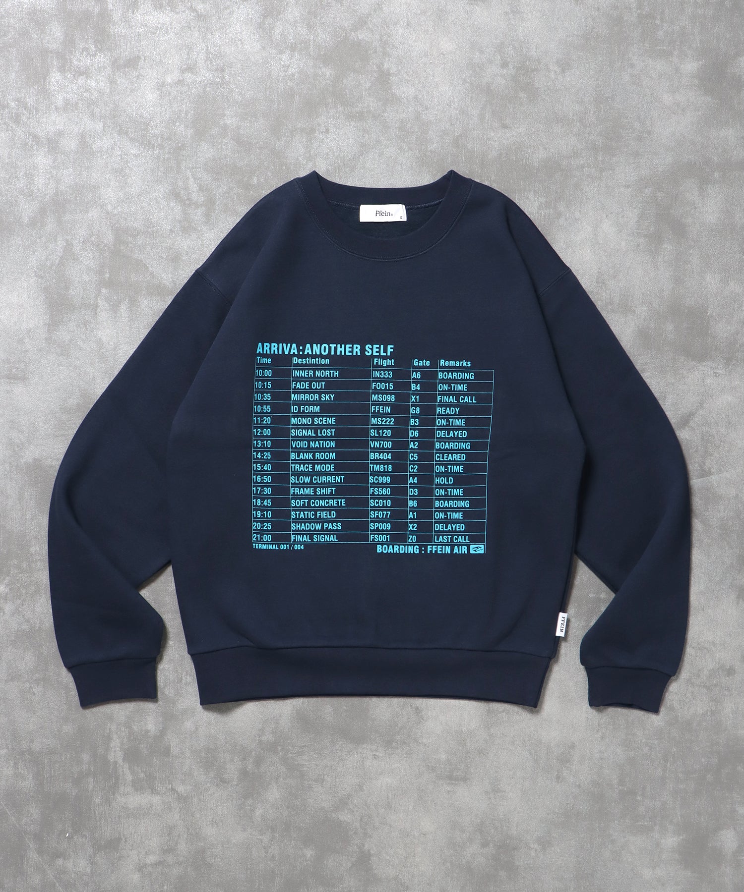 ヘビーウエイトフライトメッセージロゴスウェット / 裏起毛 スウェット クルーネック ワンポイント プリント ネイビー