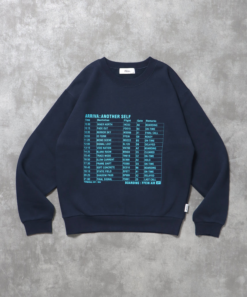 ヘビーウエイトフライトメッセージロゴスウェット / 裏起毛 スウェット クルーネック ワンポイント プリント ネイビー