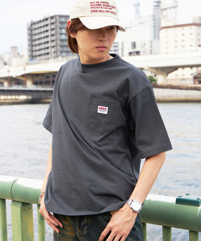 BIG POCKET TEE ZF / ポケット 半袖 ワンポイント ワイドシルエット ヘビーウエイト クルーネック チャコール