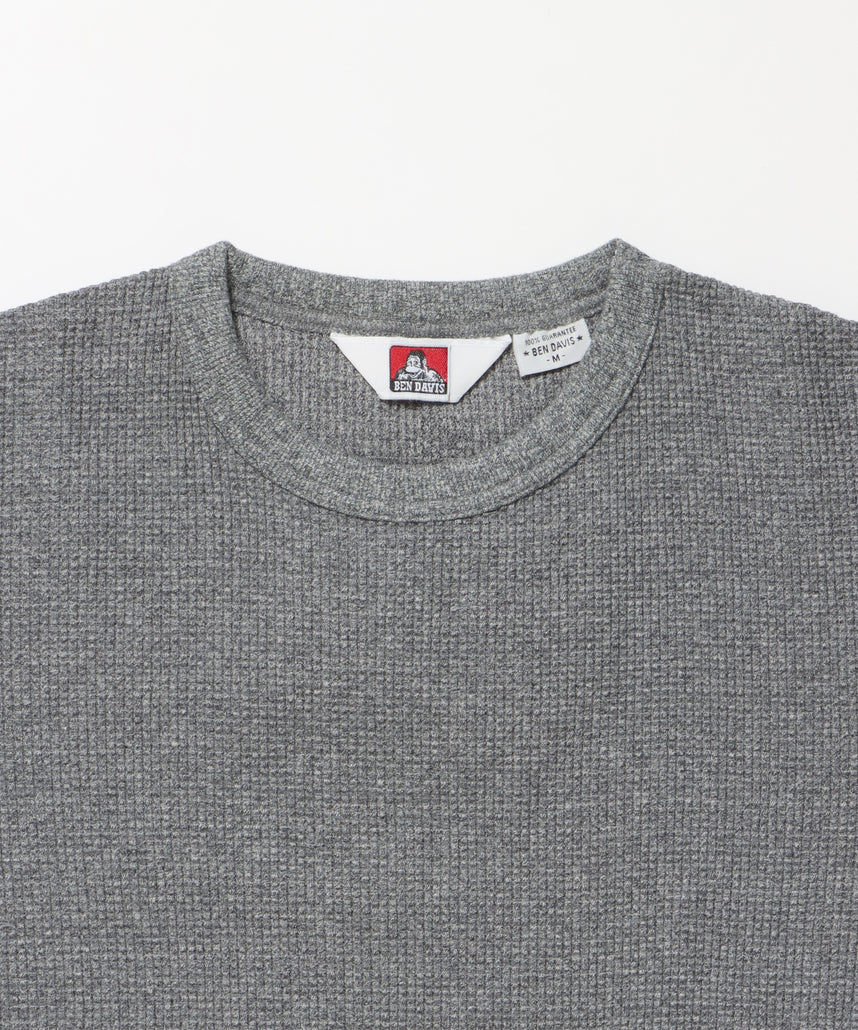 WAFFLE L/S CREW / ビッグシルエット ワッフル クルーネック 長袖 レイヤード グレー